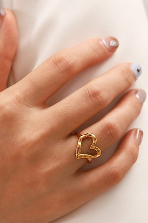 18K Gold Plated Heart-Shaped Ring-Teresa's Fashionista LLC