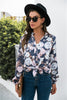 Floral Print Mock Neck Button Front Shirt-Teresa's Fashionista LLC