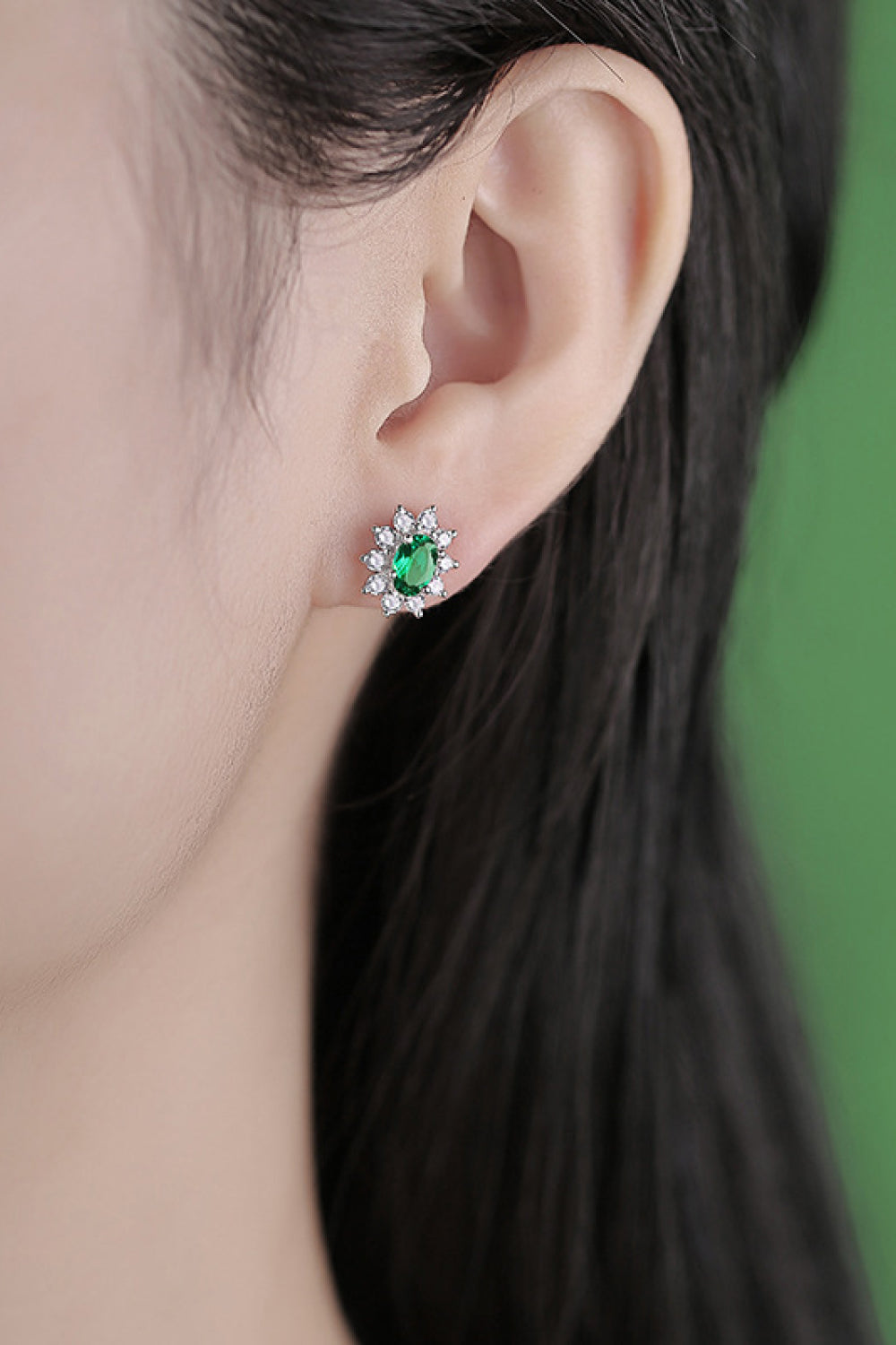 1 Carat Lab-Grown Emerald Stud Earrings-Teresa's Fashionista LLC