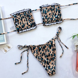 Frill Trim Ruched Bikini Set-Teresa's Fashionista LLC