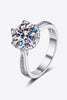 3 Carat Moissanite Rhodium-Plated Side Stone Ring-Teresa's Fashionista LLC