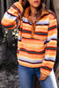 Multicolored Stripe Quarter Snap Fleece Sweatshirt-Teresa's Fashionista LLC