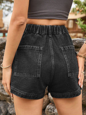 High Waist Denim Shorts with Pockets-Teresa's Fashionista LLC