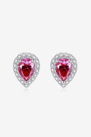 2 Carat Moissanite Teardrop Stud Earrings in Rose-Teresa's Fashionista LLC