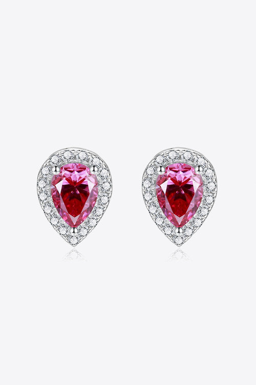 2 Carat Moissanite Teardrop Stud Earrings in Rose-Teresa's Fashionista LLC