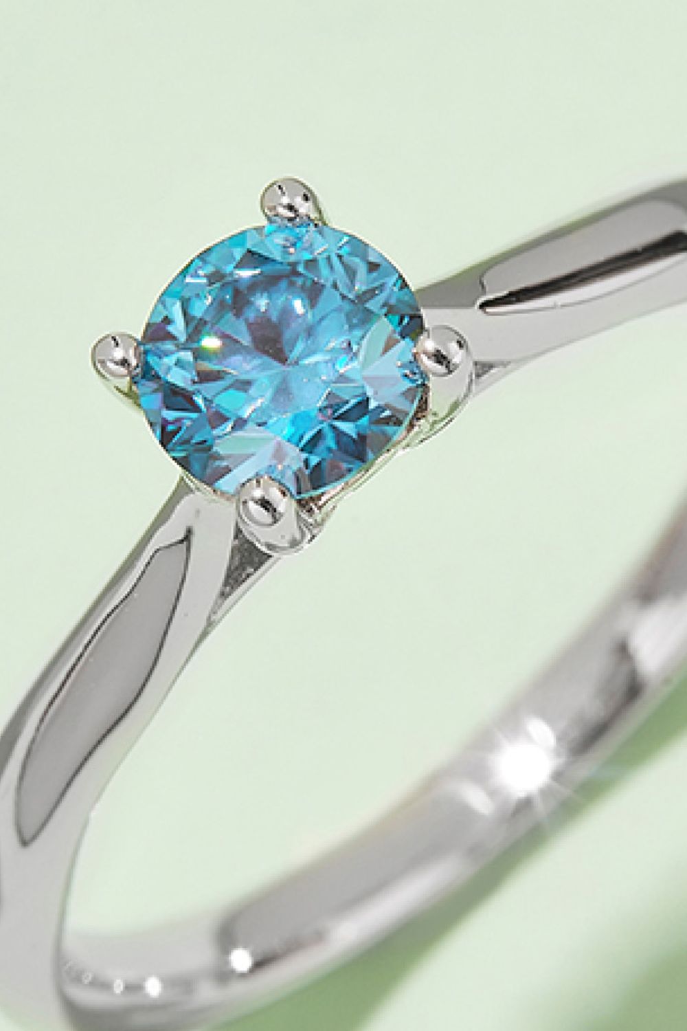 Moissanite Contrast 925 Sterling Silver Solitaire Ring-Teresa&#39;s Fashionista LLC