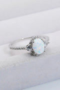 925 Sterling Silver Platinum-Plated Opal Ring-Teresa's Fashionista LLC