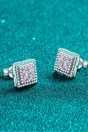 Moissanite Square Stud Earrings-Teresa's Fashionista LLC