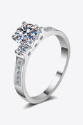 Lucky Charm Moissanite Rhodium-Plated Ring-Teresa's Fashionista LLC