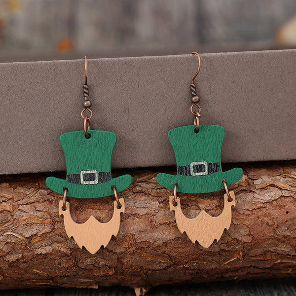 Wooden Hat Shape Dangle Earrings-Teresa's Fashionista LLC