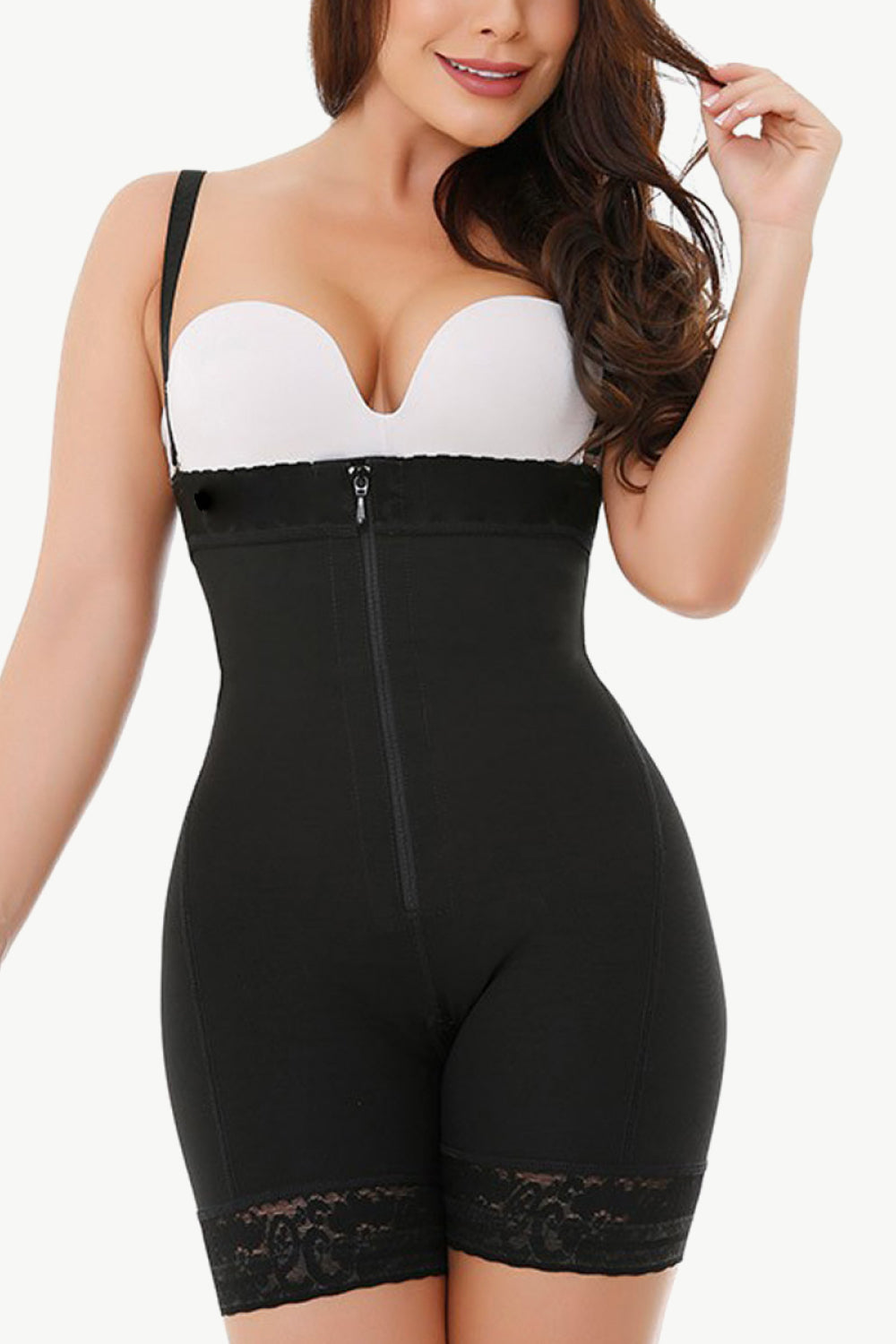 Full Size Zip Up Under-Bust Shaping Bodysuit-Teresa's Fashionista LLC