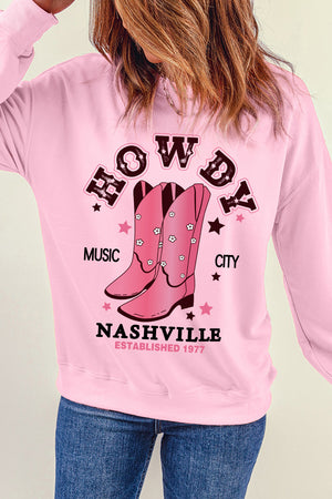 Cowboy Boots Graphic Dropped Shoulder Sweatshirt-Teresa's Fashionista LLC