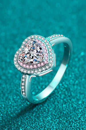 1 Carat Moissanite Heart 925 Sterling Silver Ring-Teresa's Fashionista LLC