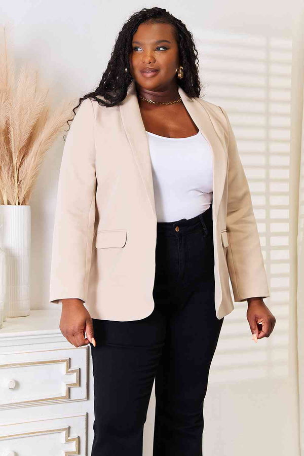 Double Take Shawl Collar Long Sleeve Blazer-Teresa's Fashionista LLC