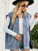 Collared Neck Sleeveless Denim Top with Pockets-Teresa's Fashionista LLC