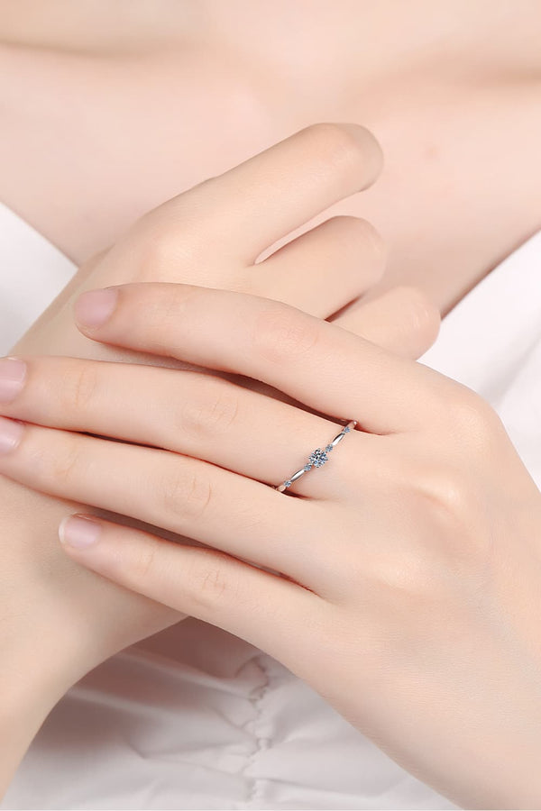 Moissanite 925 Sterling Silver Rhodium-Plated Ring-Teresa's Fashionista LLC