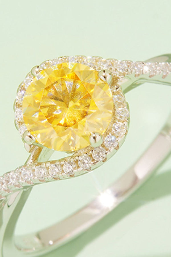 1 Carat Moissanite Contrast 925 Sterling Silver Ring-Teresa's Fashionista LLC