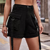 High Waist Denim Cargo Shorts-Teresa's Fashionista LLC