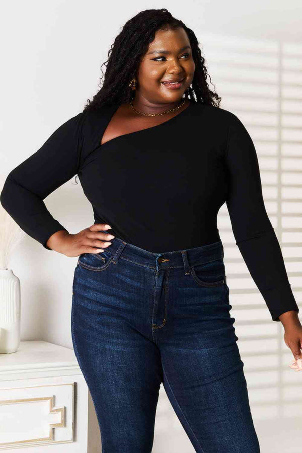 Basic Bae Asymmetrical Neck Long Sleeve Top-Teresa's Fashionista LLC