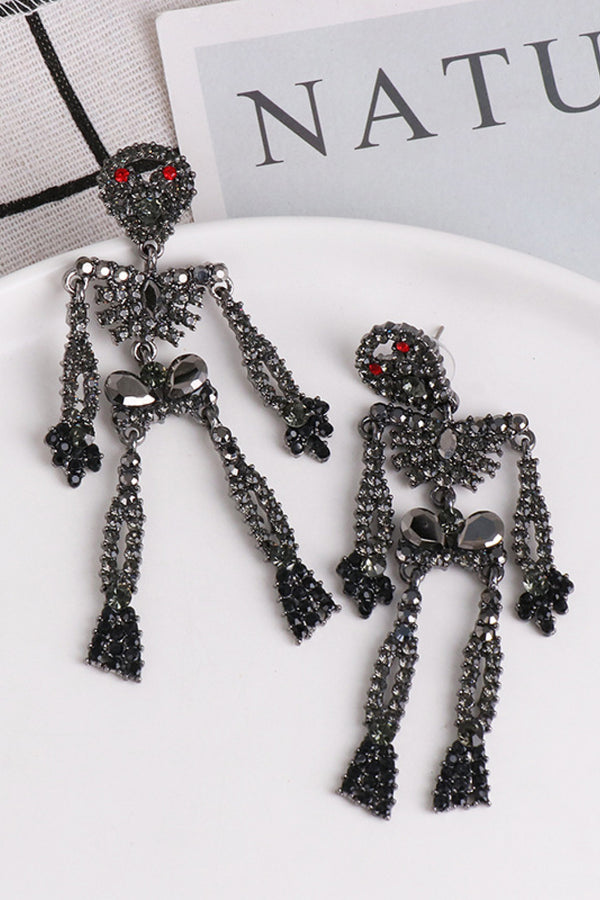 Skeleton Shape Glass Stone Dangle Earrings-Teresa's Fashionista LLC