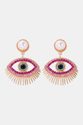 Evil Eye Shape Rhinestone Zinc Alloy Synthetic Dangle Earrings-Teresa's Fashionista LLC