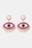 Evil Eye Shape Rhinestone Zinc Alloy Synthetic Dangle Earrings-Teresa's Fashionista LLC