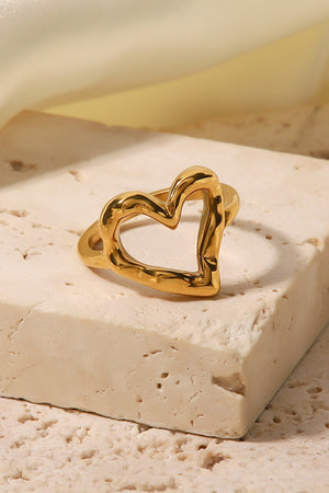 18K Gold Plated Heart-Shaped Ring-Teresa's Fashionista LLC