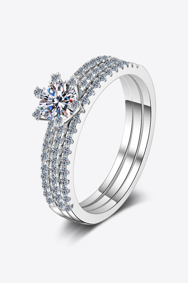 Moissanite 925 Sterling Silver Ring Set-Teresa's Fashionista LLC