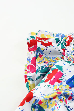 Plus Size Floral Smocked Flutter Sleeve Blouse-Teresa's Fashionista LLC