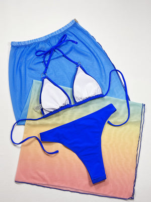 Gradient Halter Neck Three-Piece Swim Set-Teresa's Fashionista LLC