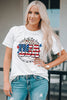 USA Graphic Round Neck Tee with DTG print, short sleeves, casual style, 95% polyester, slightly stretchy.