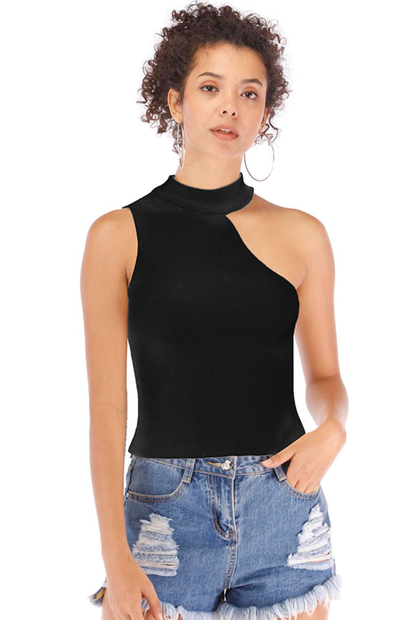 Asymmetrical Sleeveless Rib-Knit Top-Teresa's Fashionista LLC