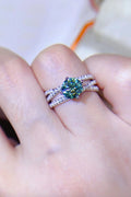 1 Carat Moissanite Contrast 925 Sterling Silver Ring-Teresa's Fashionista LLC