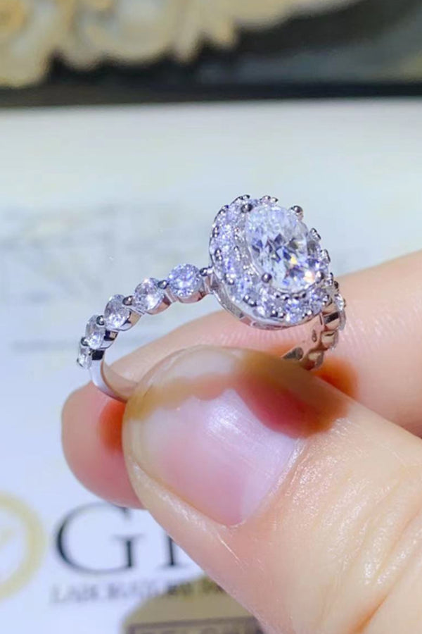 2 Carat Moissanite 925 Sterling Silver Halo Ring-Teresa's Fashionista LLC