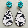 Turquoise Flower Teardrop Earrings-Teresa's Fashionista LLC