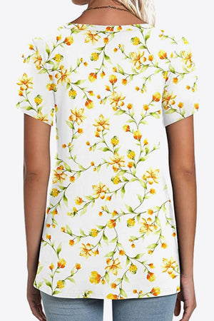 Printed Petal Sleeve V-Neck Blouse-Teresa's Fashionista LLC