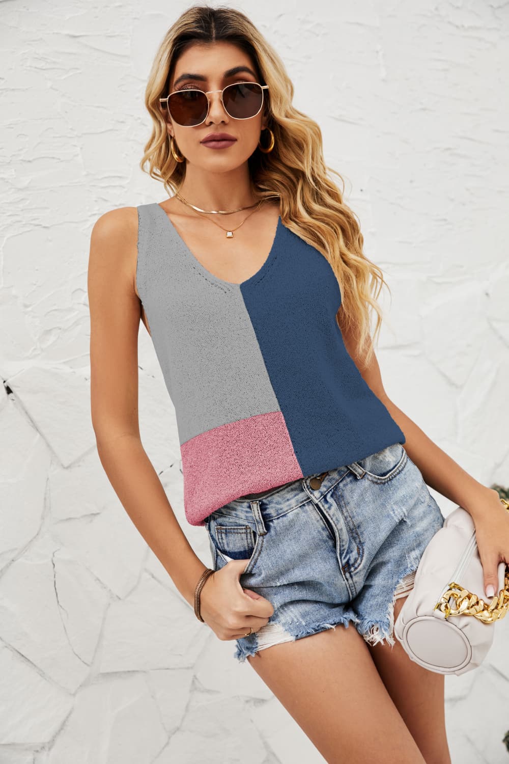 Color Block Knit Tank-Teresa&#39;s Fashionista LLC