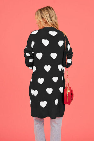 Heart Graphic Open Front Cardigan with Pockets-Teresa's Fashionista LLC