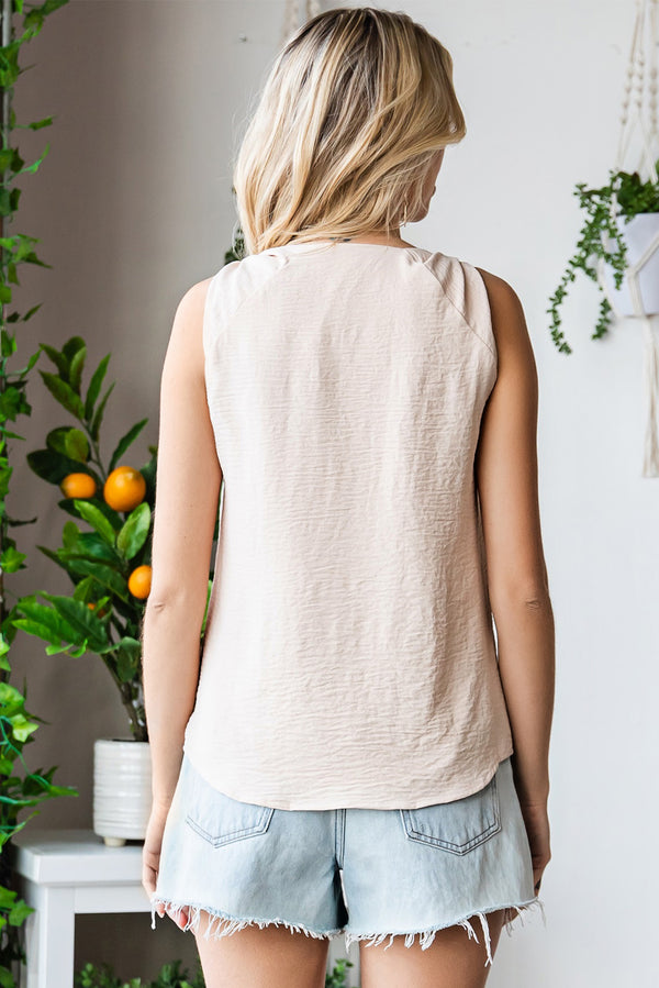 Knot Detail V-Neck Tank-Teresa's Fashionista LLC