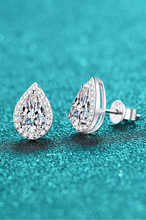 Moissanite Teardrop Stud Earrings-Teresa's Fashionista LLC