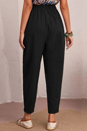 Elastic Waist Pocket Tapered Pants-Teresa's Fashionista LLC