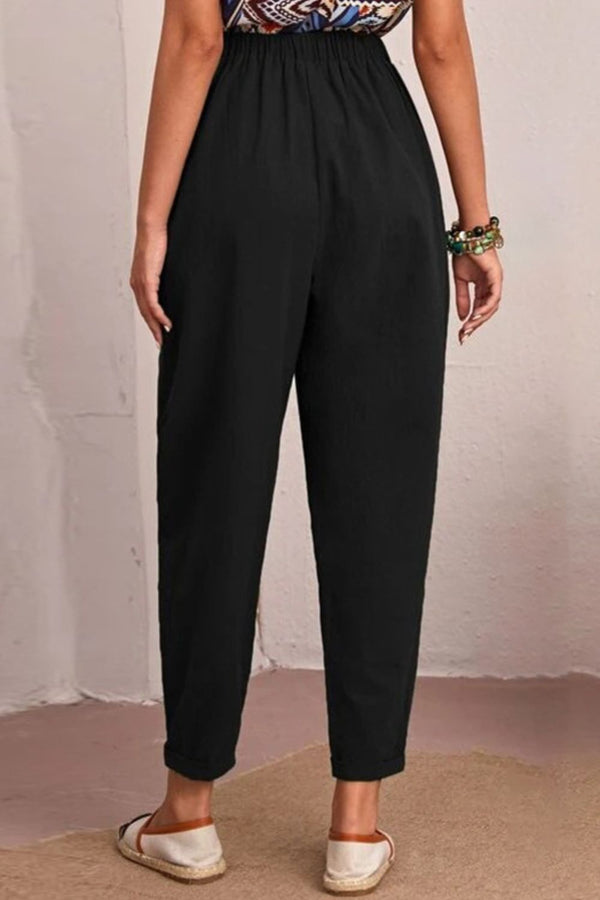 Elastic Waist Pocket Tapered Pants-Teresa's Fashionista LLC