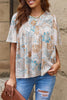 Printed Round Neck Short Sleeve Blouse-Teresa's Fashionista LLC