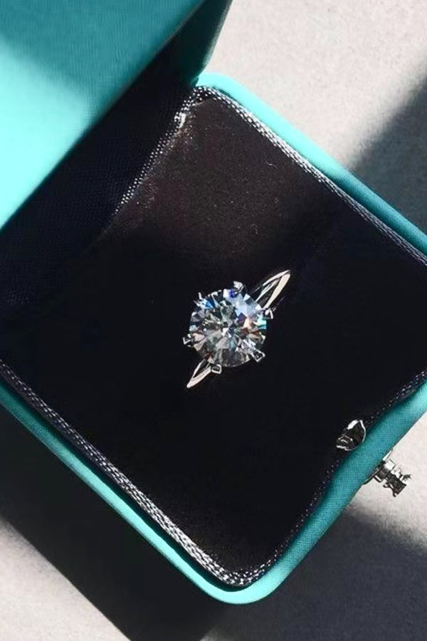 925 Sterling Silver 3 Carat Moissanite 6-Prong Ring-Teresa's Fashionista LLC