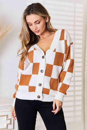 Double Take Button-Up V-Neck Dropped Shoulder Cardigan-Teresa's Fashionista LLC