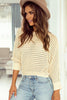Openwork Round Neck Long Sleeve Sweater-Teresa's Fashionista LLC