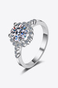 1 Carat Moissanite Rhodium-Plated Halo Ring-Teresa's Fashionista LLC