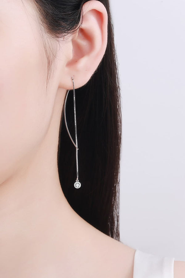 Moissanite 925 Sterling Silver Threader Earrings-Teresa's Fashionista LLC