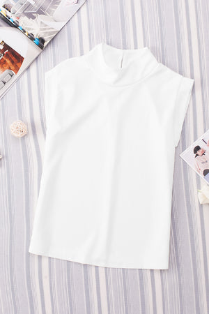 Mock Neck Cap Sleeve Blouse-Teresa's Fashionista LLC