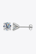 925 Sterling Silver 1 Carat Moissanite 4-Prong Stud Earrings-Teresa's Fashionista LLC
